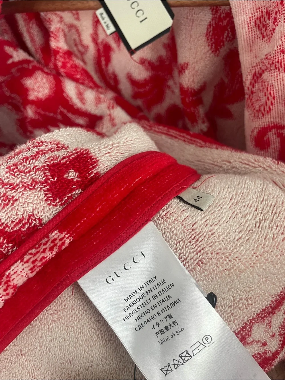 Gucci Red & Light Pink Jacquard Open Cardigan